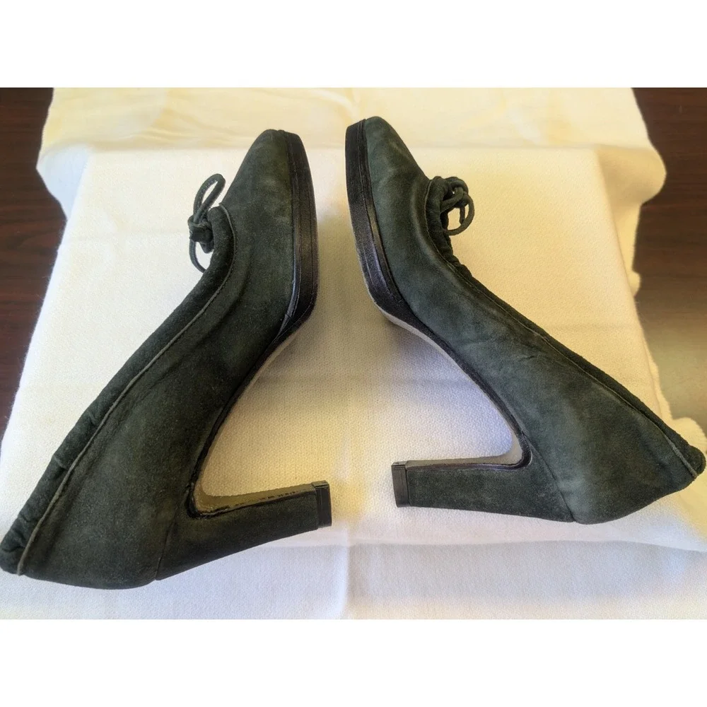 NEW! Sofia Tartufoli  41/10 Green Velvet Pumps With Drawstring Tie GORGEOUS